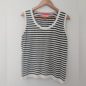 Talbots XL The Oprah Magazine Collection black & white striped knit tank